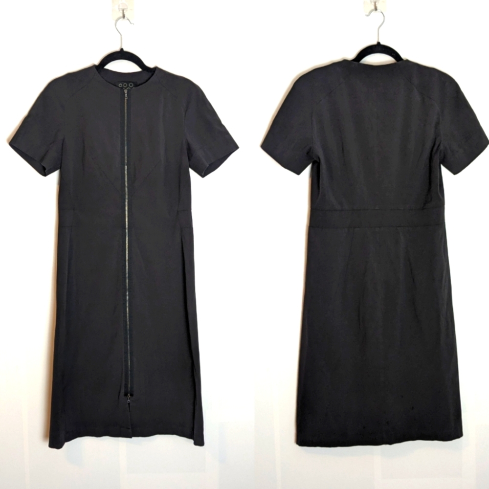 NY 77 Full Zip Short Sleeve Dress Edgy Size 6 Gray